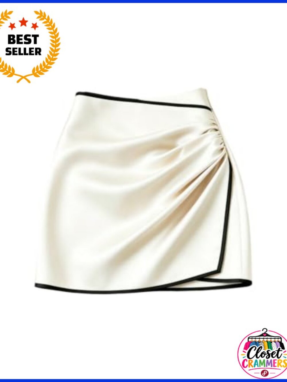 Satin Wrap Skirt Ruched Elegant Dressy Mini Skirt